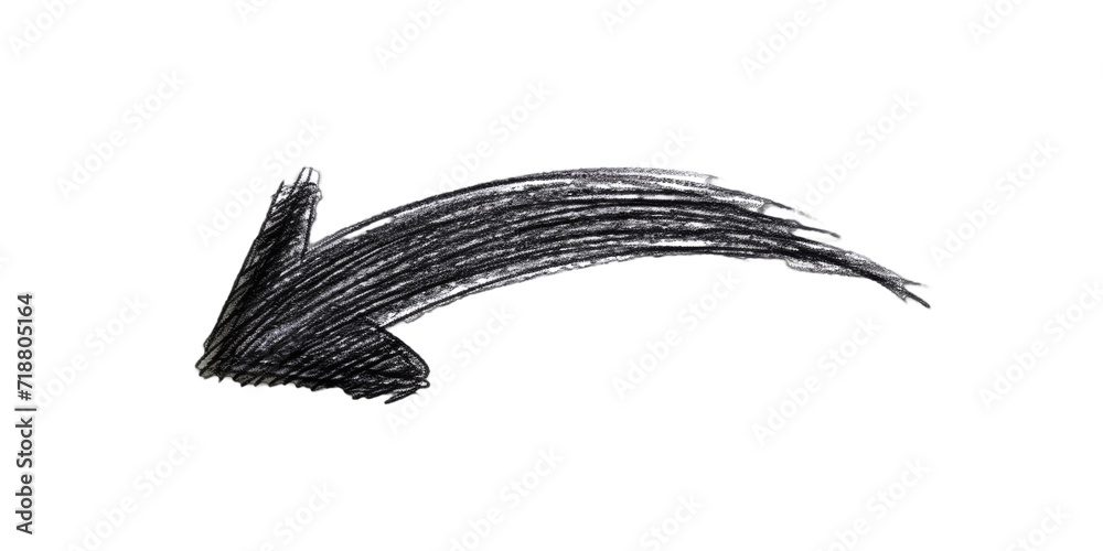 Obraz premium Curved arrow sketched with a black marker, adding a dynamic and directional element on a white canvas.