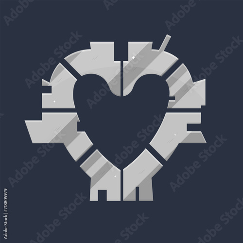 Heart  Engine Weapon Shape Sci Fi Hud Futuristic Metal Military Frame For Logo Vector Isolated