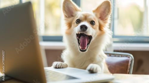 Happy Dog with Laptop © PhilipSebastian