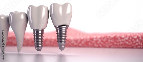 Full arch fixed dental prostheses on dental implant with black background. photo