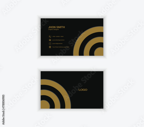Modern Business Card  Abstract and Creative Business Card Template. Black And Gold business card design template.