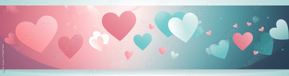 valentine's day banners with hearts on blue and pink backgrounds