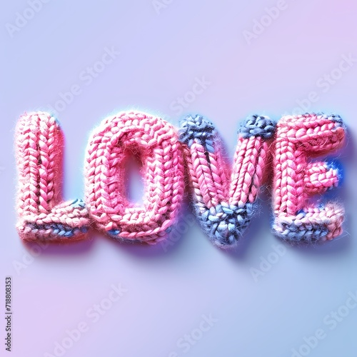 Knitted Love word isolated illustration for decoration