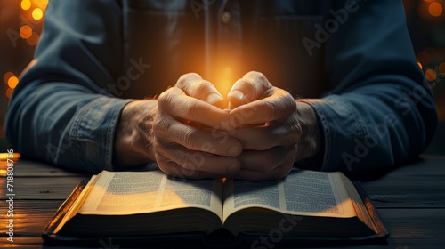 hands pray to God with the bible