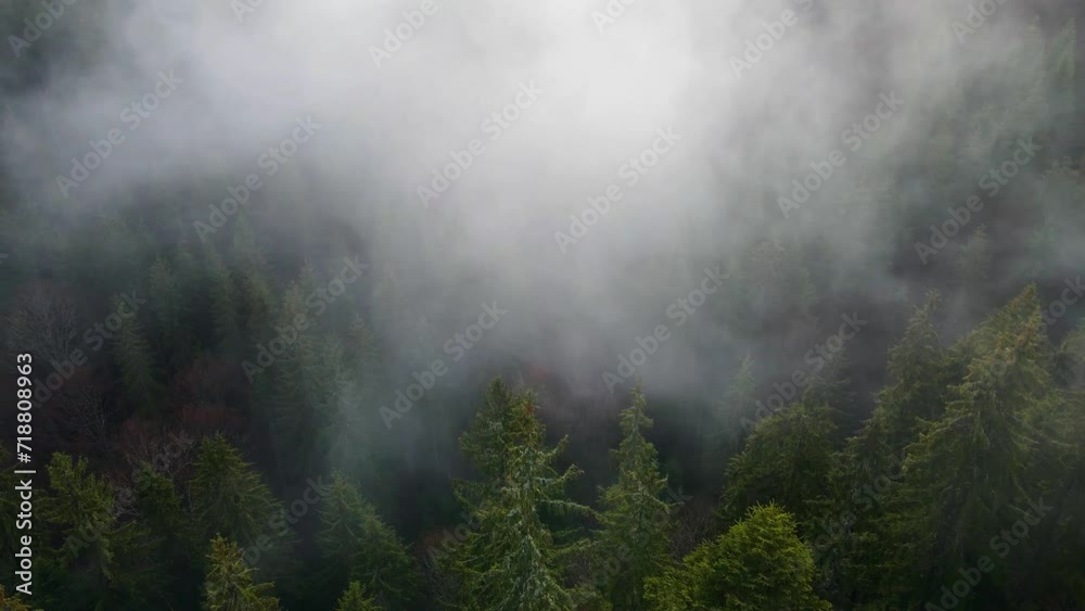 flying drone over the cloudy fog haze of the Black Forest in southern Germany. Black forest View from Mount Blauen to Belchen. flying drone over the cloudy fog haze of the Black Forest in southern Germany. Black forest View from Mount Blauen to Belchen.