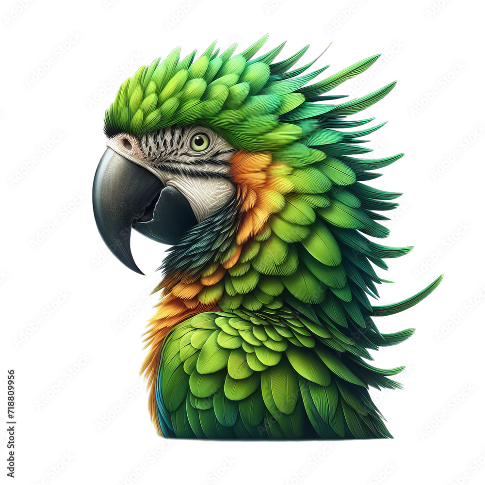 Fototapeta premium green parrot isolated on white or transparent background, PNG