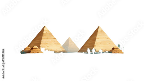 Giza pyramids on white background