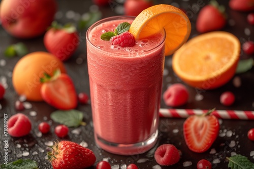 Vibrant Smoothie Energized by Colorful Fruits