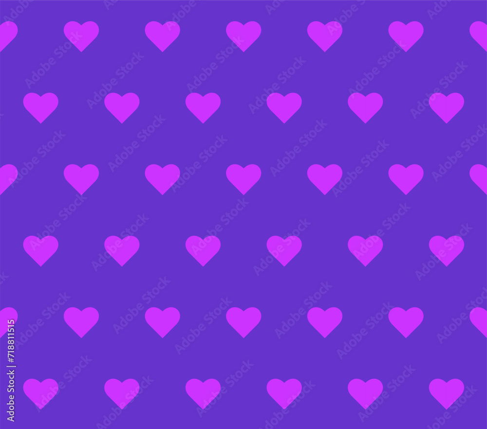 Endless seamless pattern of hearts  Blue Pink vector hearts Bright pink. background Wallpaper. for wrapping paper Background. Vector illustration Textile Fabric design Pattern with hearts Purple Heart