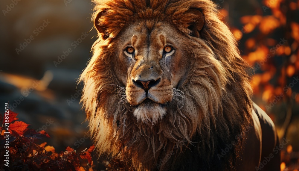 A majestic lion in the African savanna