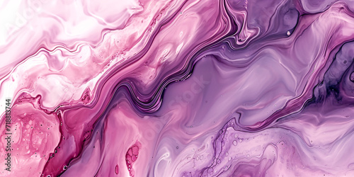 Elegant Fluid Art: A Mesmerizing Blend of Pink and Purple Hues Creating a Visual Symphony of Abstract Beauty