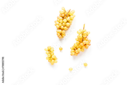 Bunches of fresh grapes fruits pattern. Food flat lay