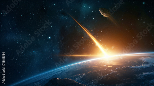 Comet asteroid meteorite flying
