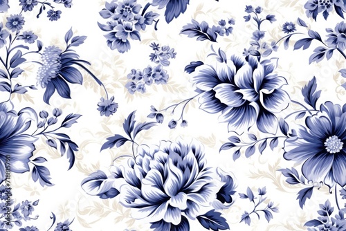 toile de jouy seamless pattern. classic french art flowers texture
