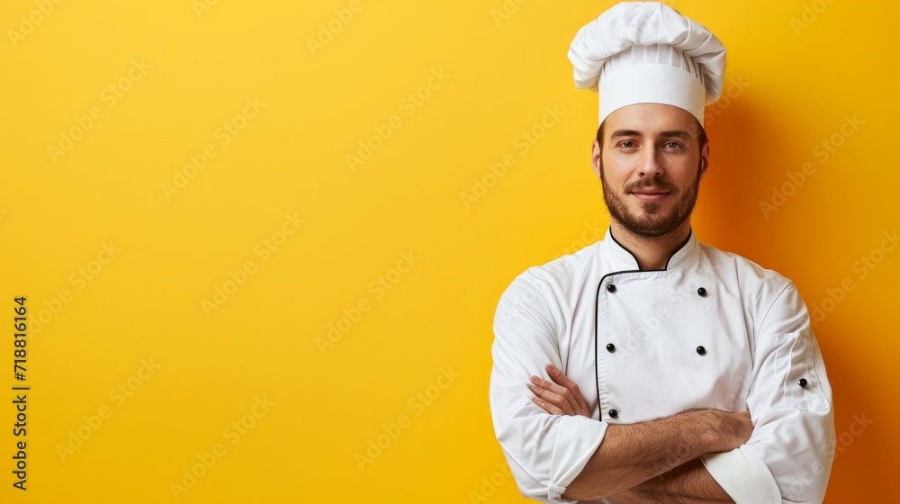 minimalist advertisment background with chef and copy space