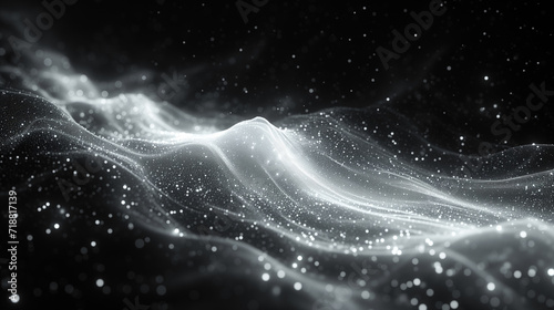 Dynamic Waves and Particles: A Black and White Abstract Background