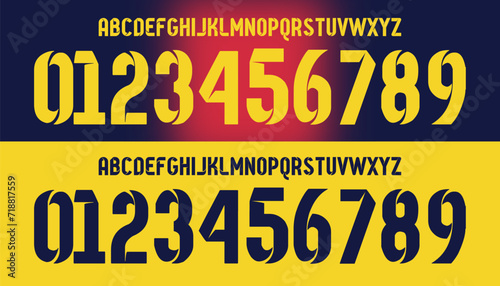 font vector team 2012 kit sport style font. football style font with lines and points inside. messi. Barcelona font. sports style letters and numbers for soccer team photo