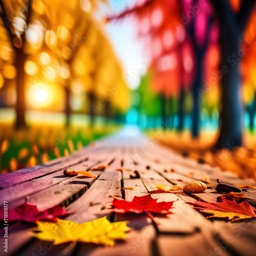 Autumn leaves on the street. AI generated art