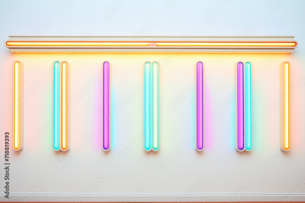 neon lights in a row, emitting smooth color blend neon lights in a row, emitting smooth color blend