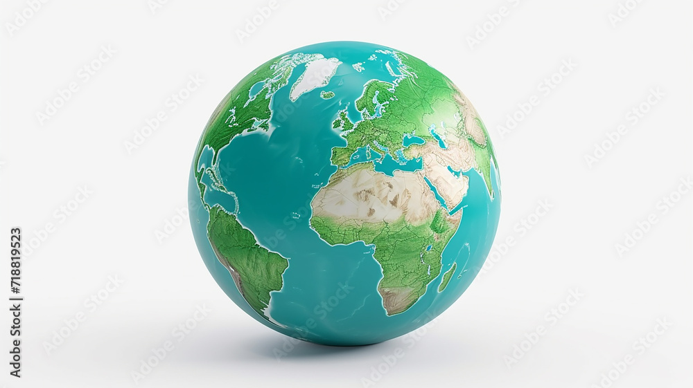 3d rendered earth globe on white isolated background