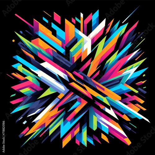 Vibrant Geometric Crystal Explosion Art