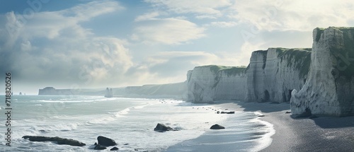 Panorama in Etretat/France alabaster coast Normandy,Sea,