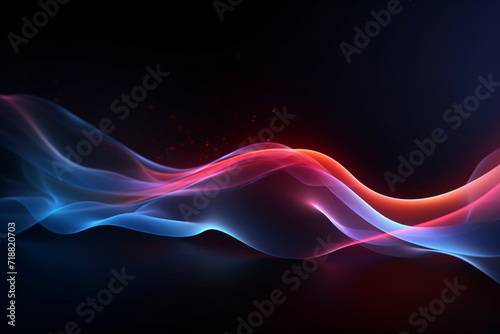 Abstract Blue and Pink Neon Wave on Dark Background