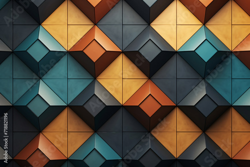 Retro 3D Geometric Pattern Design, Abstract Background