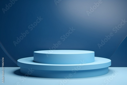 3D Blue Podium Modern Product Display © Burin
