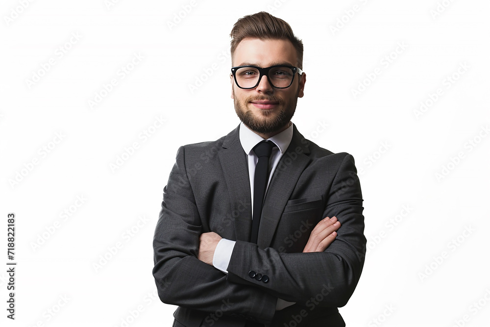 portrait of businessman arm crossed on white isolated background portrait of businessman arm crossed on white isolated background