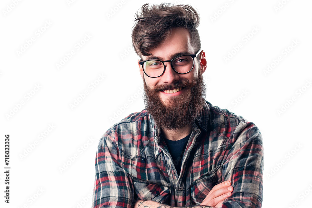 portrait of businessman with beard and arm crossed on white isolated background portrait of businessman with beard and arm crossed on white isolated background