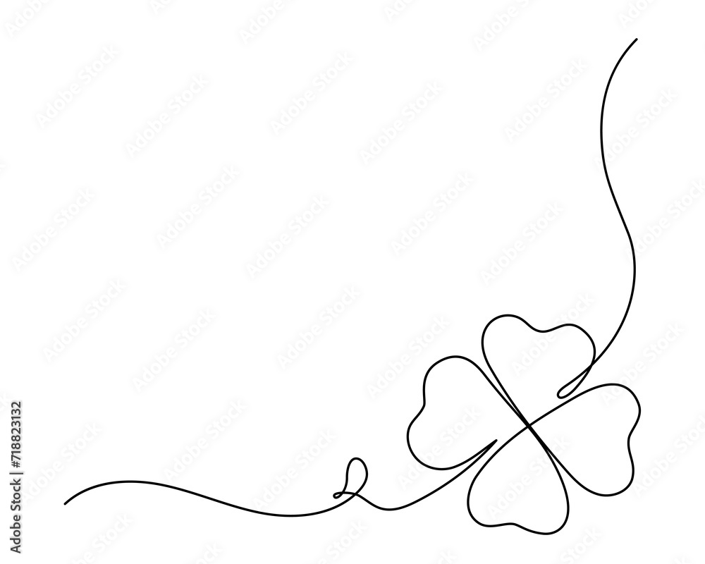 Clover one line art vector illustration. Black and white Saint Patrick's Day background with lucky symbol shamrock contour drawing. Clover one line art vector illustration. Black and white Saint Patrick's Day background with lucky symbol shamrock contour drawing.