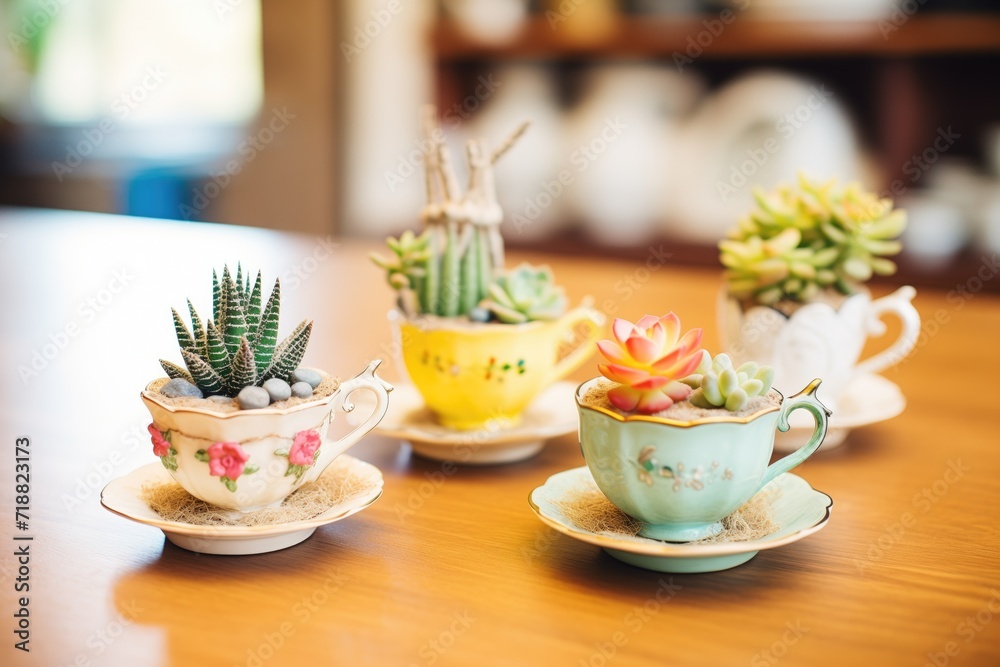 old teacups turned into succulent holders