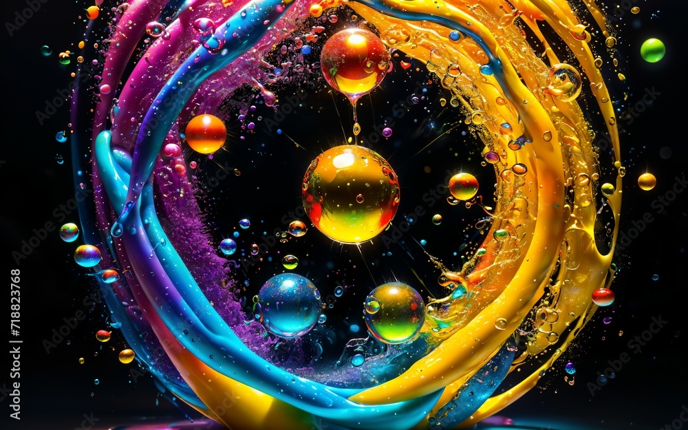 Dancing Colors Exploring Abstract Art and Fluid Dynamics Through Macro Photography ai generated