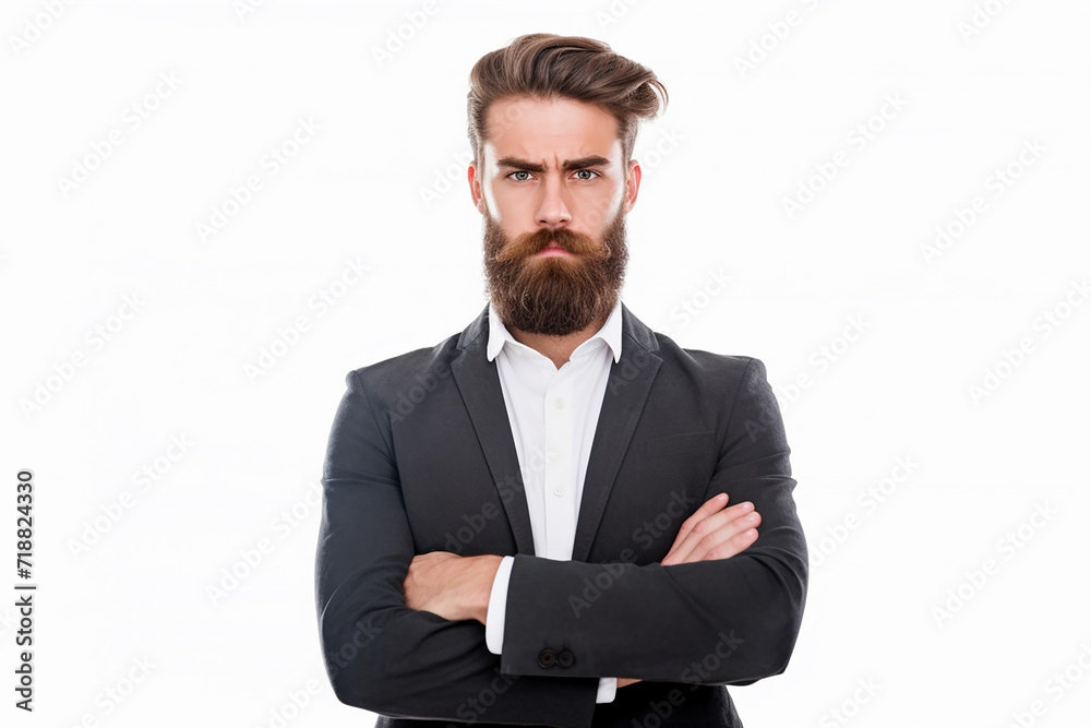 portrait of businessman arm crossed on white isolated background portrait of businessman arm crossed on white isolated background