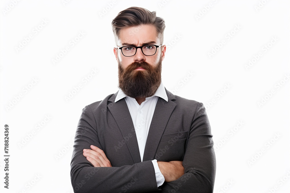 portrait of businessman arm crossed on white isolated background portrait of businessman arm crossed on white isolated background