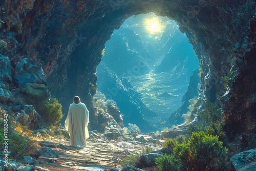 Jesus's Journey to the Underworld: A Digital Artwork of the Last Supper Generative AI photo