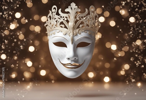 White theatrical mask on isolated transparent background
