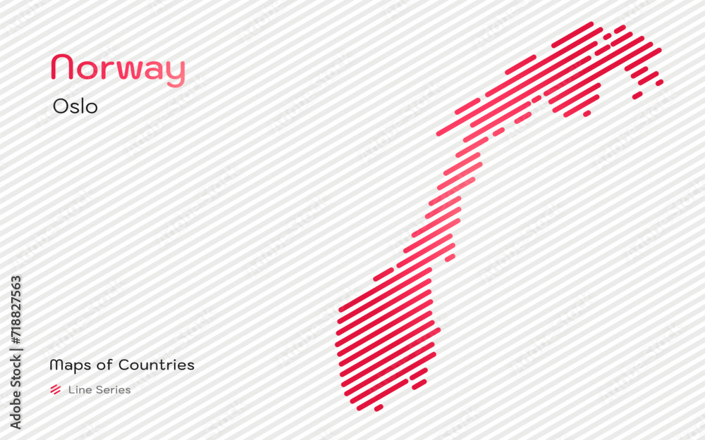 Obraz premium Norway Map in a Line Pattern. Stylized simple vector map 