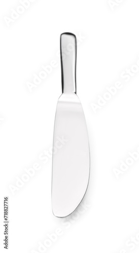 One shiny silver knife isolated on white