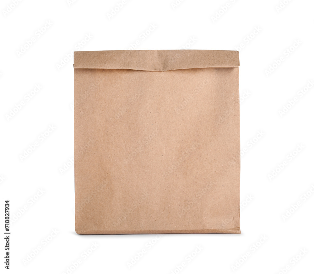 One kraft paper bag isolated on white