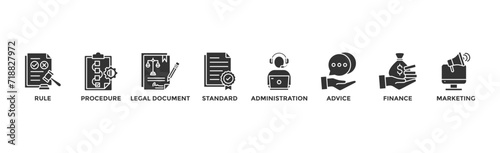 Guideline banner web icon vector illustration concept with icon of rule, procedure, legal document, standard, administration, advice, finance, marketing	