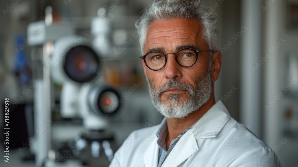 Generative AI, close up portrait of senior man doctor posing at camera, healthcare and medicine concept Generative AI, close up portrait of senior man doctor posing at camera, healthcare and medicine concept