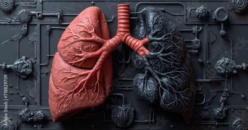 Lung Anatomy: A 3D Visualization of the Pulmonary System Generative AI photo