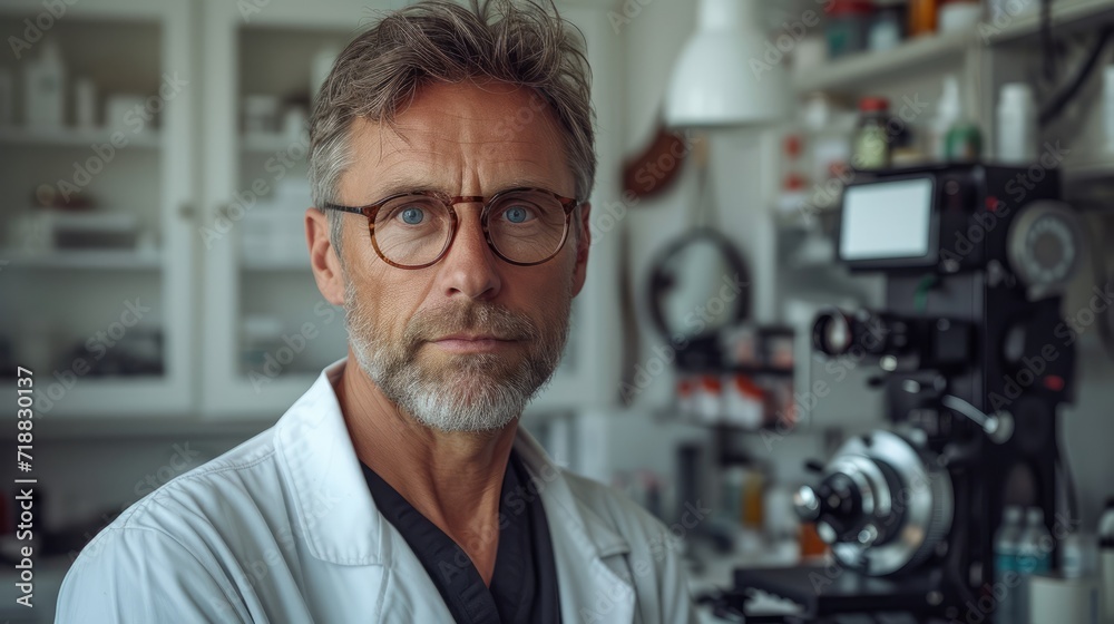 Generative AI, close up portrait of senior man doctor posing at camera, healthcare and medicine concept Generative AI, close up portrait of senior man doctor posing at camera, healthcare and medicine concept