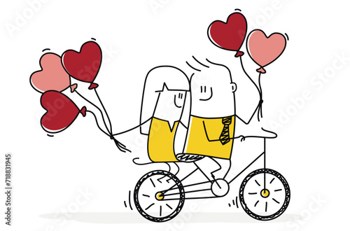 Couple in love rides a bicycle