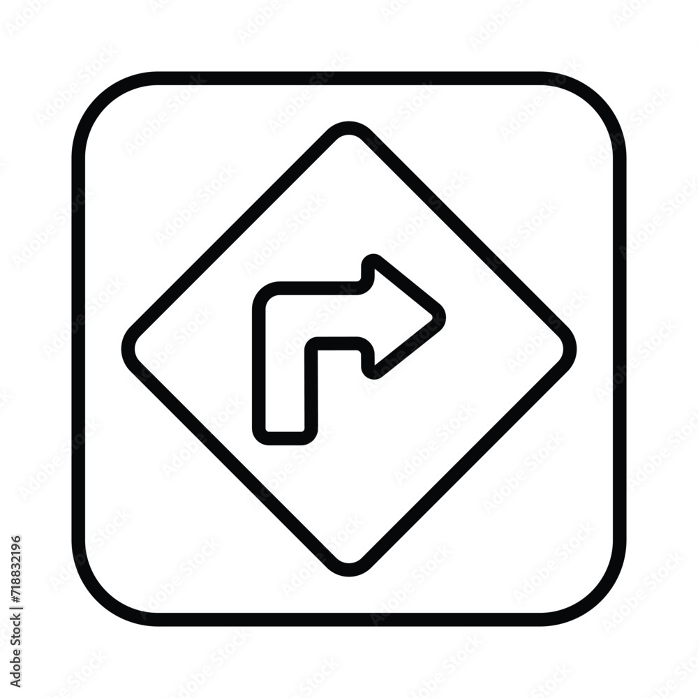 Right Turn icon isolate white background vector stock illustration Right Turn icon isolate white background vector stock illustration