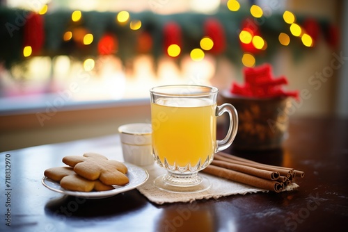 hot toddy served with a side of gingerbread cookies