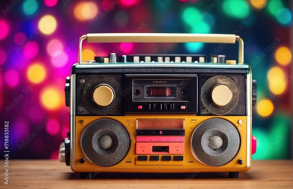 Fototapeta premium Retro old design ghetto blaster boombox radio cassette tape recorder