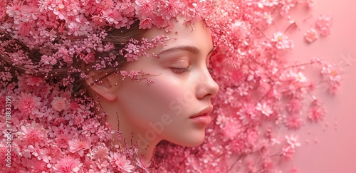 Pink Petals and Painted Flowers: A Flower-Inspired Makeup Trend for the Month of Love Generative AI